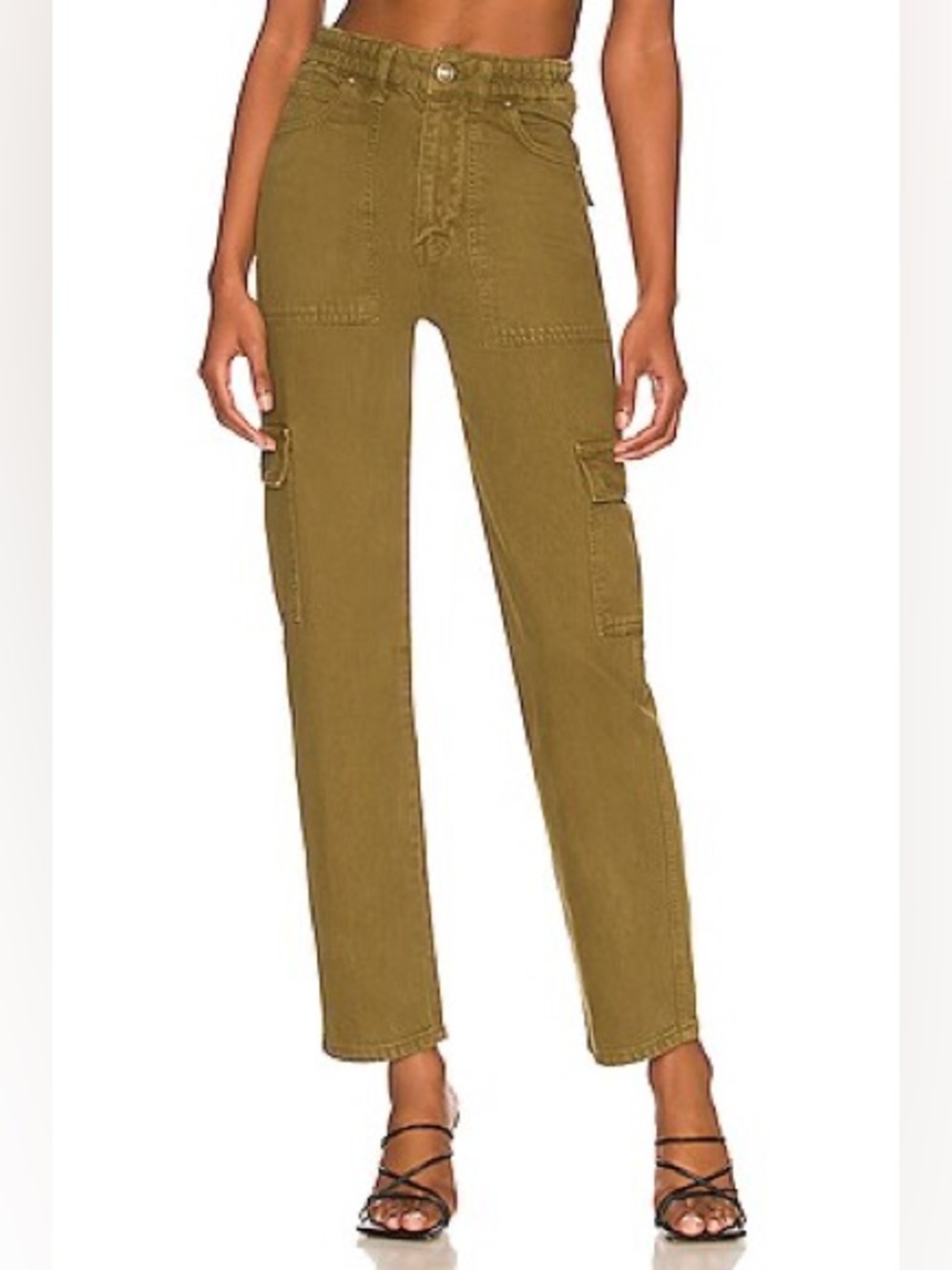 NWT FREE PEOPLE SIZE 30 Ezra Cargo Jean in Oregano green jeans straight leg